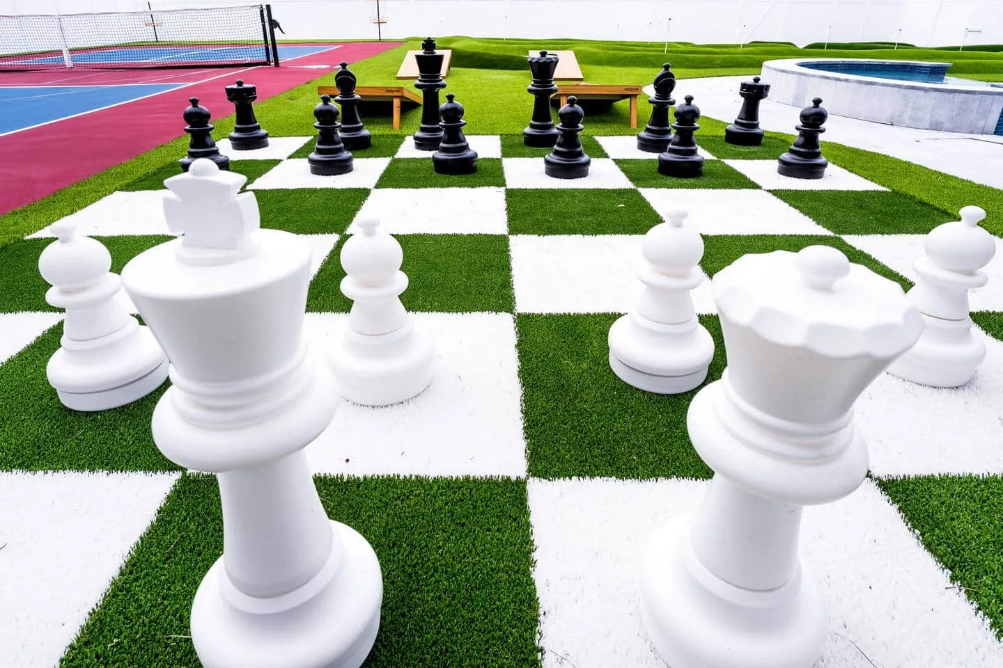 Giant chess pieces close up