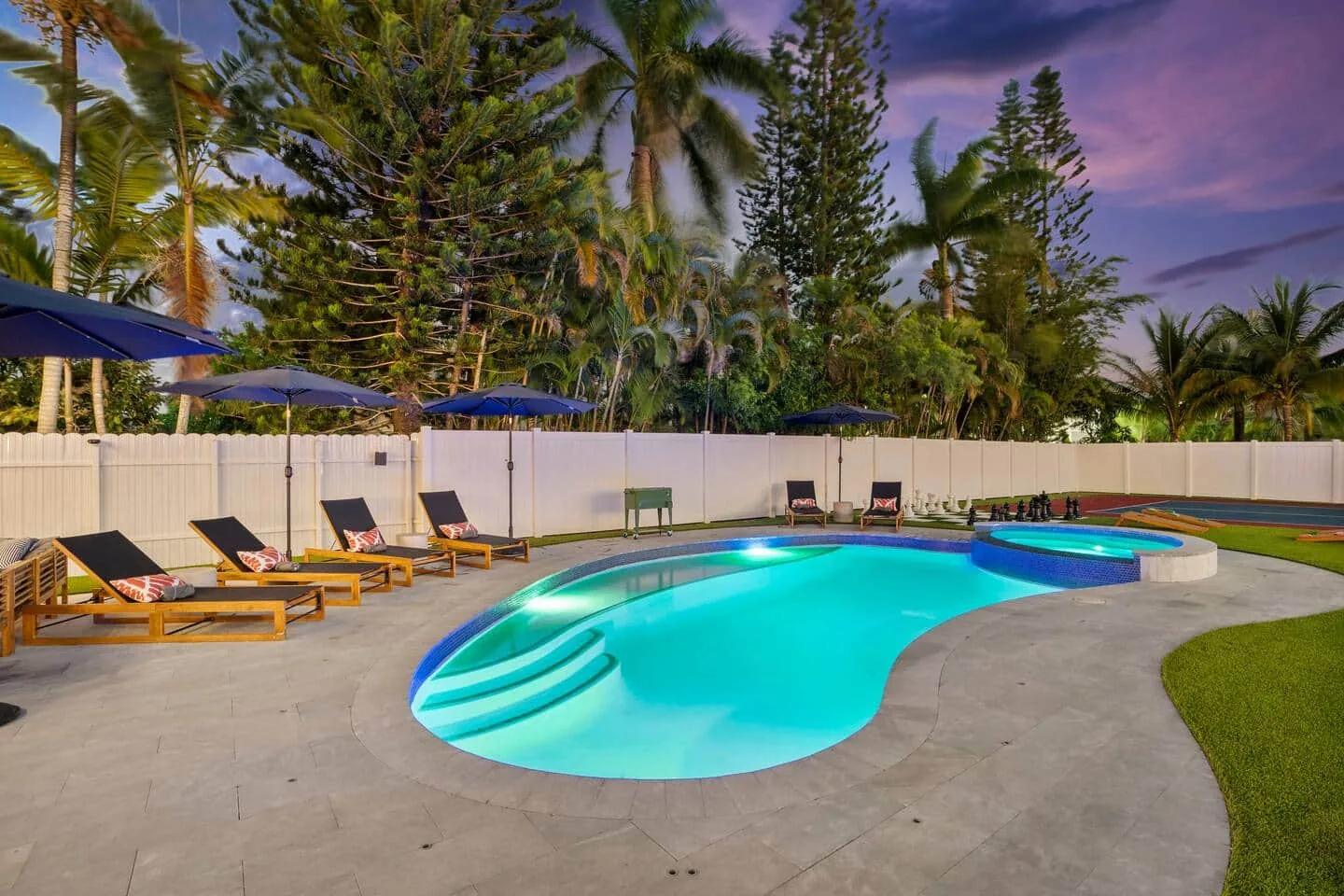 Saltwater pool at twilight