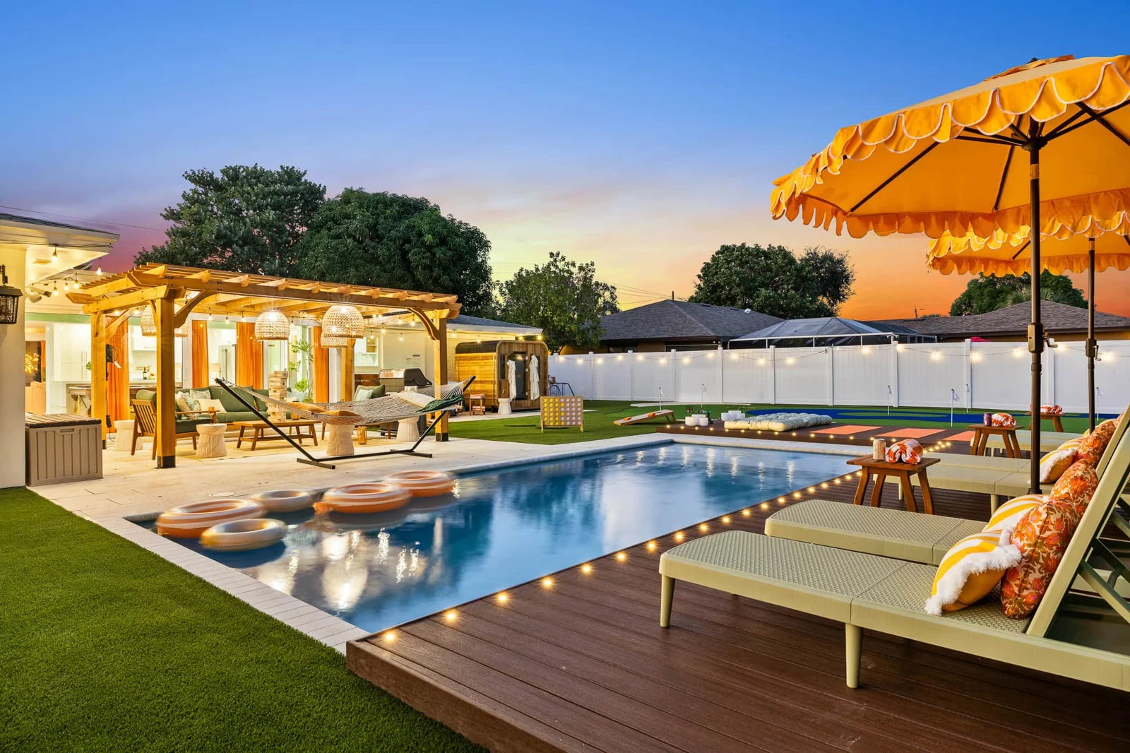 Saltwater pool at twilight